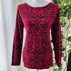 J. Jill Red & Black Stretchy Cozy Elegant Sweater Size Medium